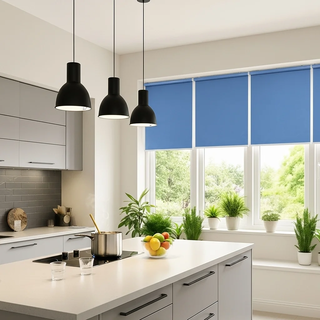 Blue Plain Roller Blinds