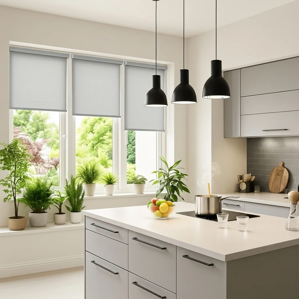 Light Grey Plain Roller Blinds